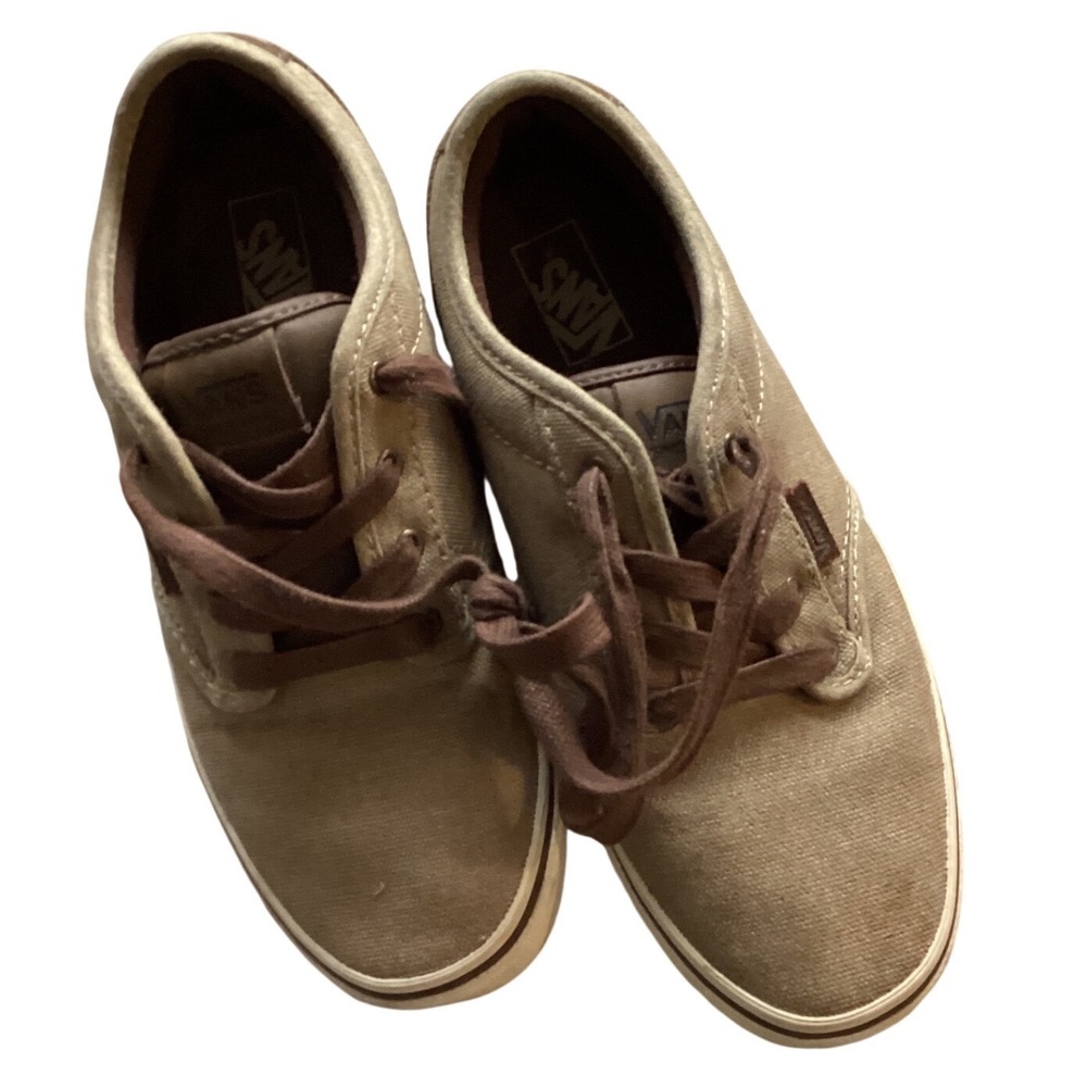 Kids Vans Canvas Lace Up Casual Sneakers Tan Brown Size 3.5 Youth